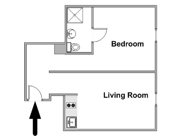 Parigi 1 Camera da letto appartamento - piantina approssimativa dell' appartamento  (PA-4787)
