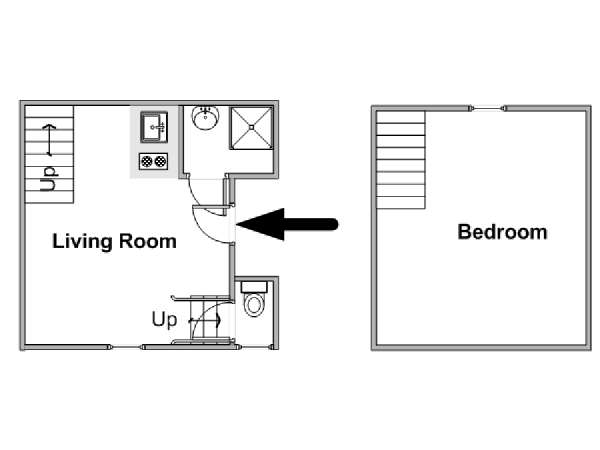 Parigi 1 Camera da letto appartamento - piantina approssimativa dell' appartamento  (PA-4788)