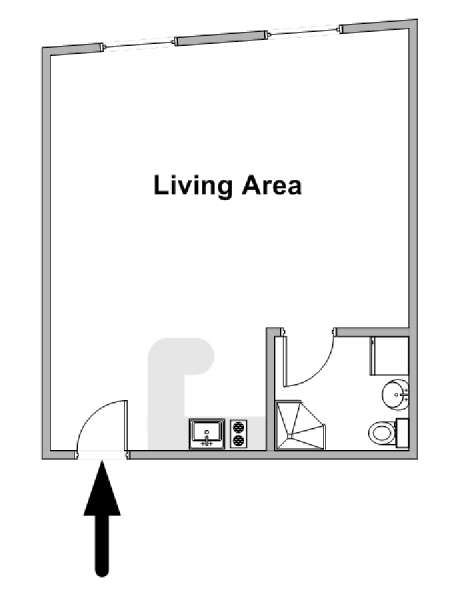 Paris Studio T1 logement location appartement - plan schématique  (PA-4797)