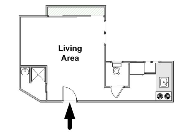Parigi Monolocale appartamento - piantina approssimativa dell' appartamento  (PA-4819)