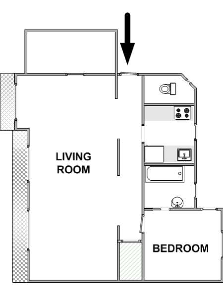Paris 1 Bedroom - Penthouse apartment - apartment layout  (PA-4825)