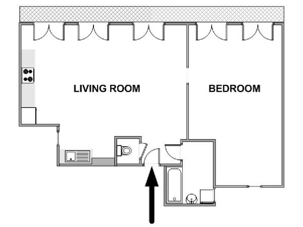 Parigi 1 Camera da letto appartamento - piantina approssimativa dell' appartamento  (PA-4828)