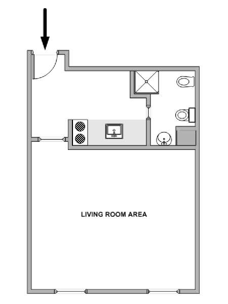 Paris Studio T1 logement location appartement - plan schématique  (PA-4831)