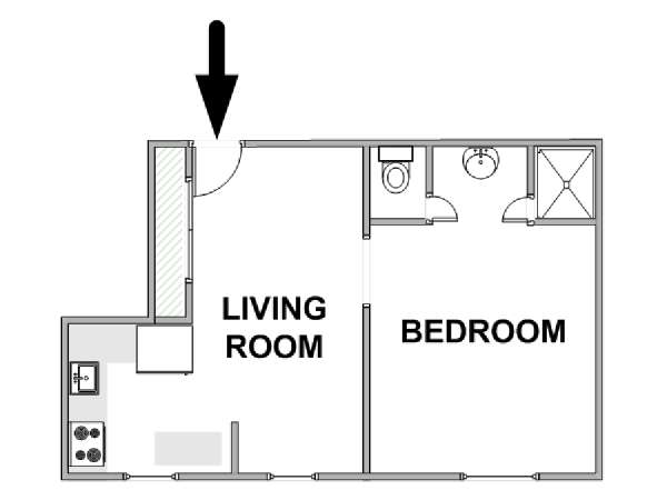 Parigi 1 Camera da letto appartamento - piantina approssimativa dell' appartamento  (PA-4842)