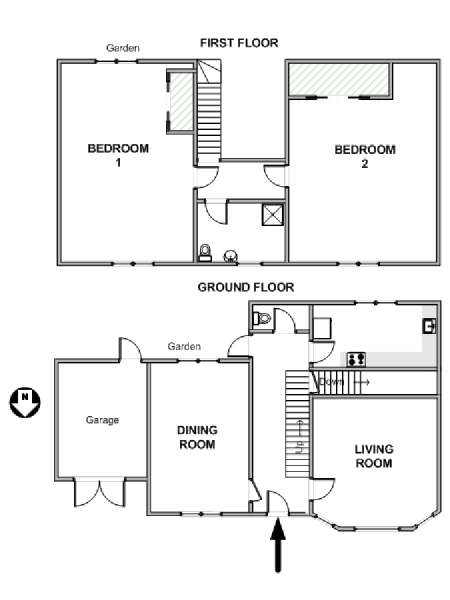 Paris 2 Bedroom accommodation - apartment layout  (PA-4848)