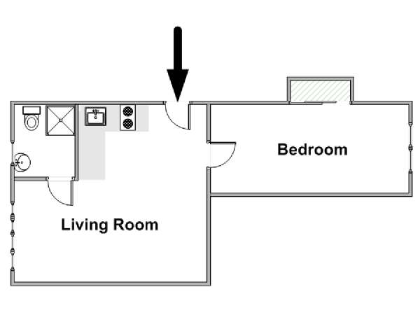 Parigi 1 Camera da letto appartamento - piantina approssimativa dell' appartamento  (PA-4853)