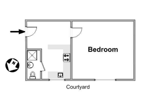 Paris 1 Bedroom accommodation - apartment layout  (PA-4860)
