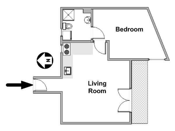 Paris 1 Bedroom apartment - apartment layout  (PA-4863)