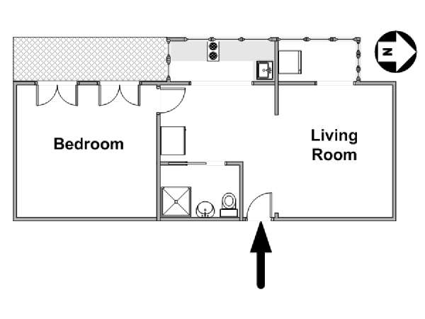 Paris 1 Bedroom apartment - apartment layout  (PA-4865)