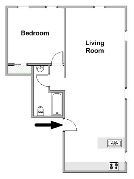 Parigi 1 Camera da letto appartamento - piantina approssimativa dell' appartamento  (PA-4893)