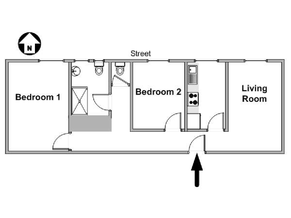 Paris 2 Bedroom apartment - apartment layout  (PA-4923)