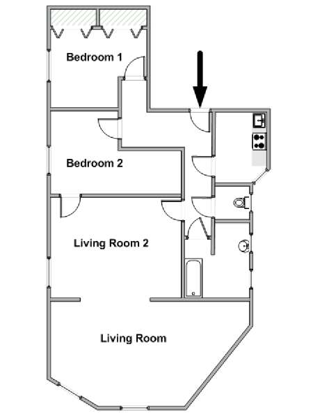 París 2 Dormitorios apartamento - esquema  (PA-4948)