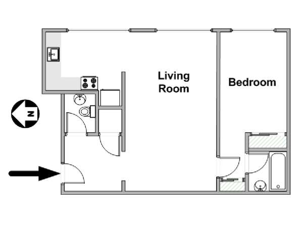 Paris 1 Bedroom apartment - apartment layout  (PA-4980)