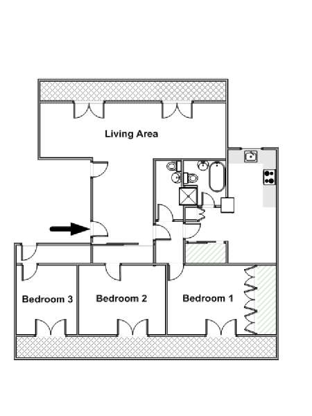 Sud della Francia - Provenza - 3 Camere da letto appartamento casa vacanze - piantina approssimativa dell' appartamento  (PR-979)