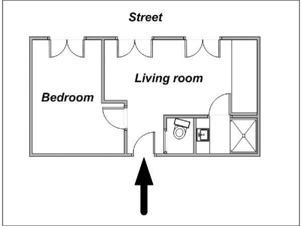 Sud della Francia - Costa Azzurra - 1 Camera da letto appartamento casa vacanze - piantina approssimativa dell' appartamento  (PR-989)