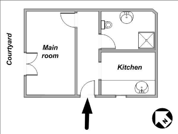 South of France - Provence - Studio apartment - apartment layout  (PR-990)