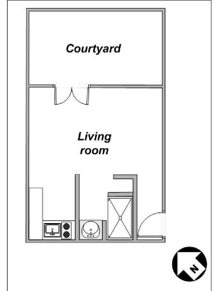 South of France - Montpellier Region - Studio apartment - apartment layout  (PR-994)