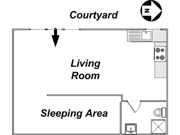 South of France - Provence - Studio accommodation - apartment layout  (PR-1024)