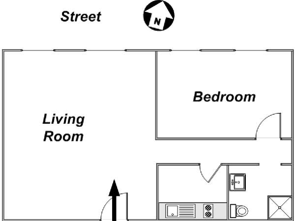 Sud della Francia - Provenza - 1 Camera da letto appartamento casa vacanze - piantina approssimativa dell' appartamento  (PR-1027)