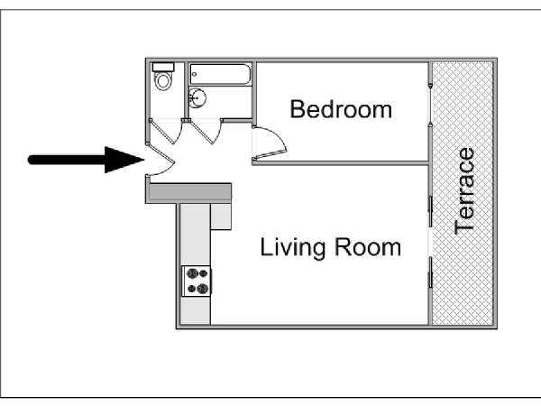 South of France - French Riviera - 1 Bedroom apartment - apartment layout  (PR-1036)