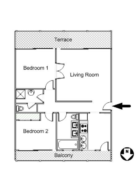 Sud della Francia - Costa Azzurra - 2 Camere da letto appartamento casa vacanze - piantina approssimativa dell' appartamento  (PR-1101)