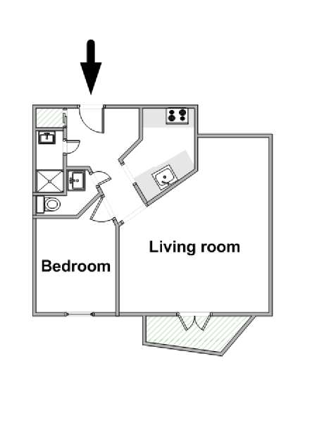 Sud della Francia - Costa Azzurra - 1 Camera da letto appartamento - piantina approssimativa dell' appartamento  (PR-1158)