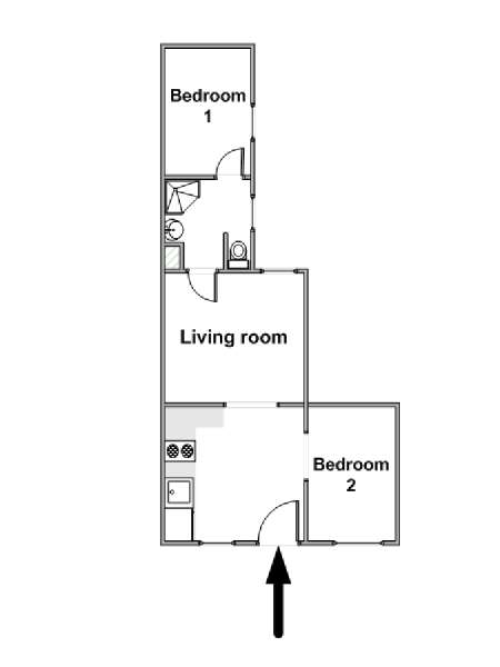 Sud della Francia - Provenza - 2 Camere da letto appartamento casa vacanze - piantina approssimativa dell' appartamento  (PR-1177)
