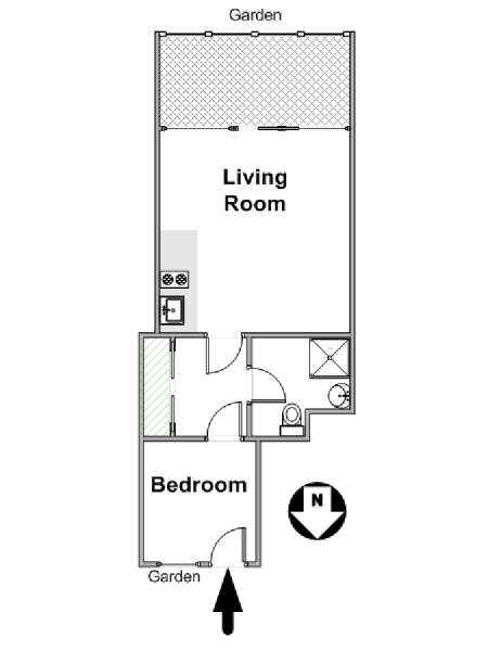 Sud della Francia - Costa Azzurra - 1 Camera da letto appartamento casa vacanze - piantina approssimativa dell' appartamento  (PR-1223)