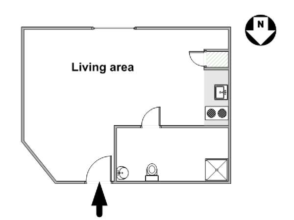 Sud della Francia - Costa Azzurra - Monolocale appartamento - piantina approssimativa dell' appartamento  (PR-1225)