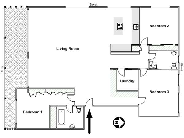 Sud della Francia - Costa Azzurra - 3 Camere da letto appartamento - piantina approssimativa dell' appartamento  (PR-1232)