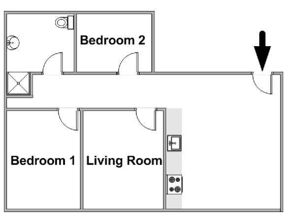 Sud della Francia - Costa Azzurra - 2 Camere da letto appartamento casa vacanze - piantina approssimativa dell' appartamento  (PR-1239)