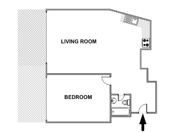 Sud della Francia - Costa Azzurra - 1 Camera da letto appartamento - piantina approssimativa dell' appartamento  (PR-1244)
