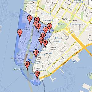 Carte du World Trade Center et de ses environs