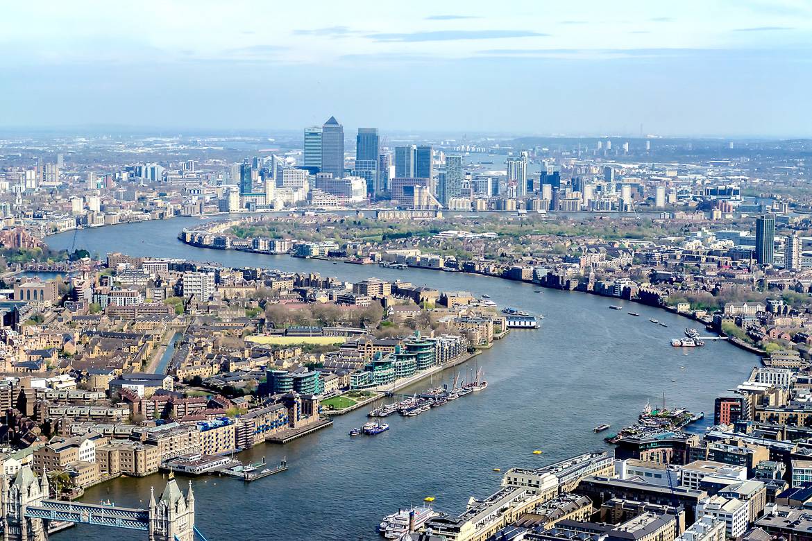 Canary Wharf et Londres vus du ciel