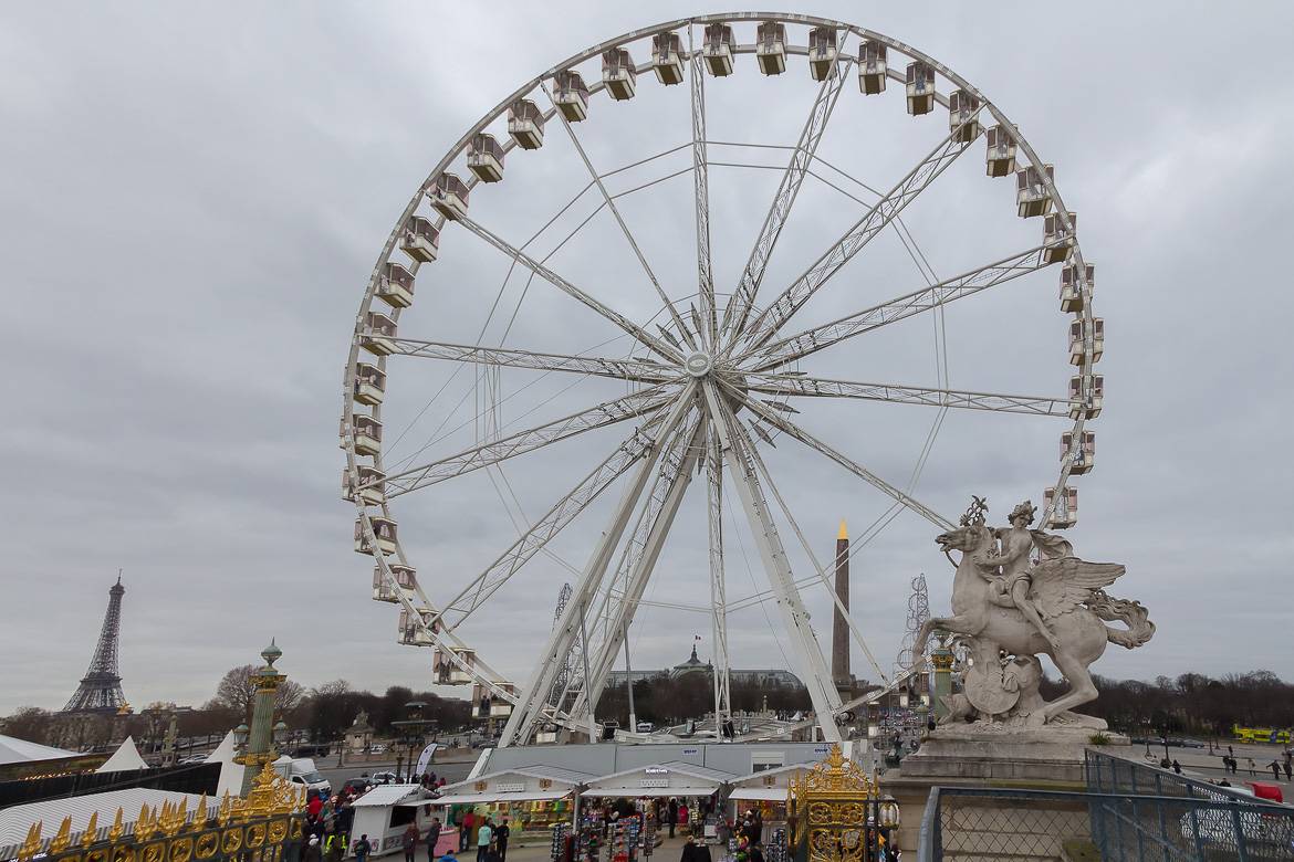Shopping de Noël près de la grande roue de Paris