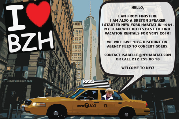 Photo de la fondatrice et présidente de New York Habitat, Marie Reine Jézéquel, dans un taxi