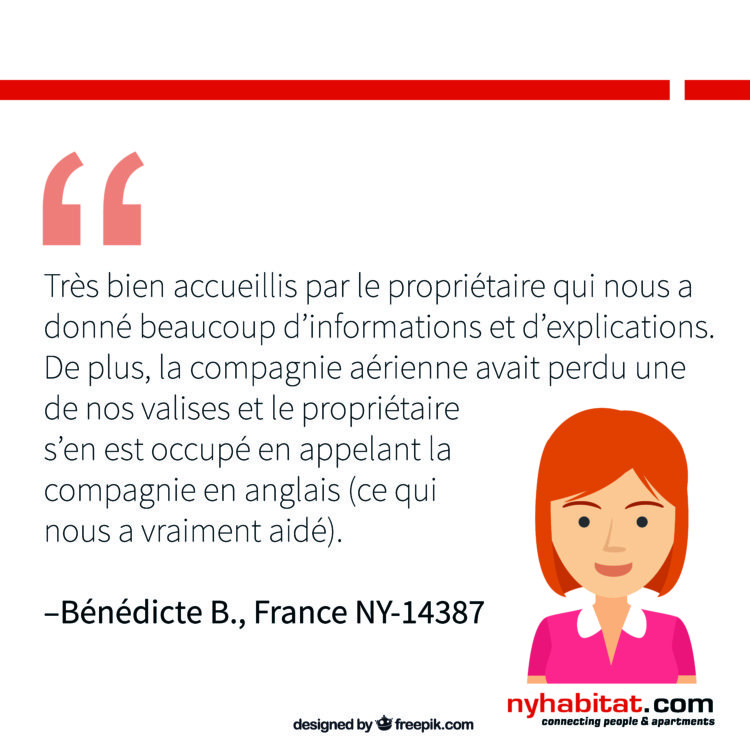 Graphique d’information de New York Habitat présentant des avis clients d’anciens locataires qui décrivent les bénéfices du lien avec l’hôte.