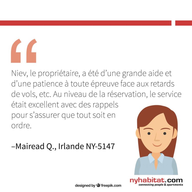 Graphique d’information de New York Habitat présentant des avis clients d’anciens locataires qui décrivent les bénéfices du lien avec l’hôte.