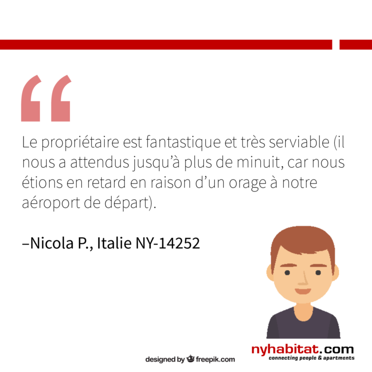 Infographie de New York Habitat avec les avis d’anciens locataires décrivant les avantages d’être en contact avec les propriétaires d’appartements.