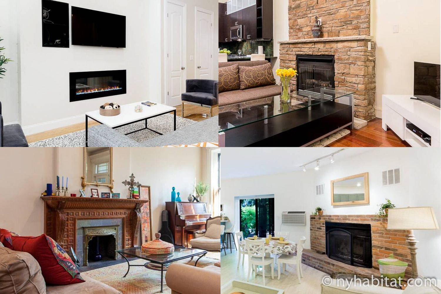 Ensemble de quatre appartements avec cheminées dans le salon