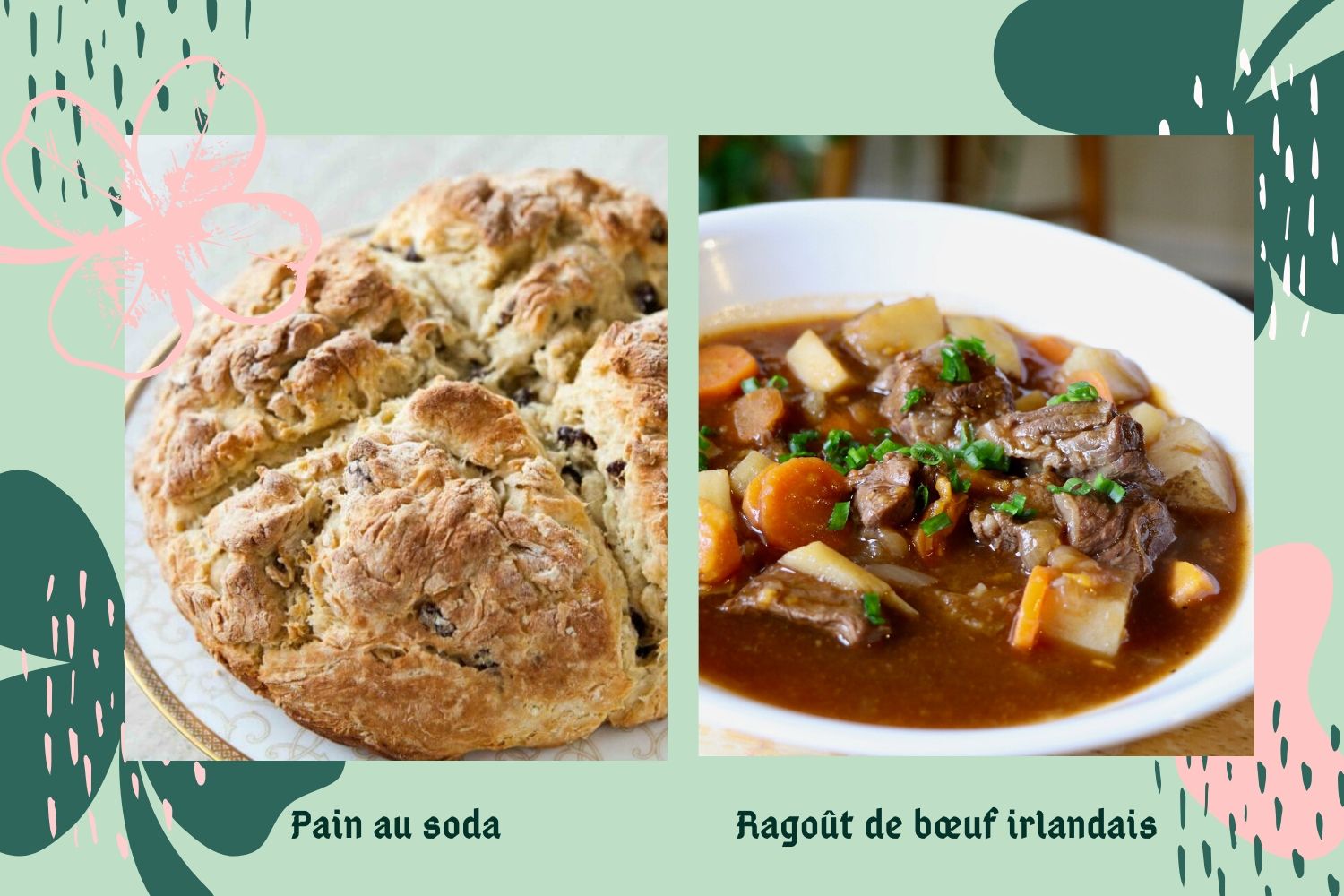Image du soda bread irlandais et du ragoût de bœuf