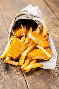Fish& chips avvolto in un giornale londinese