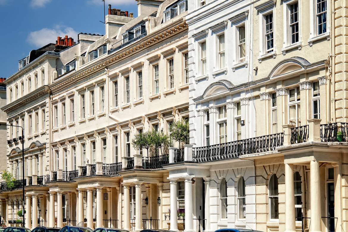 Foto delle townhouse di Notting Hill.