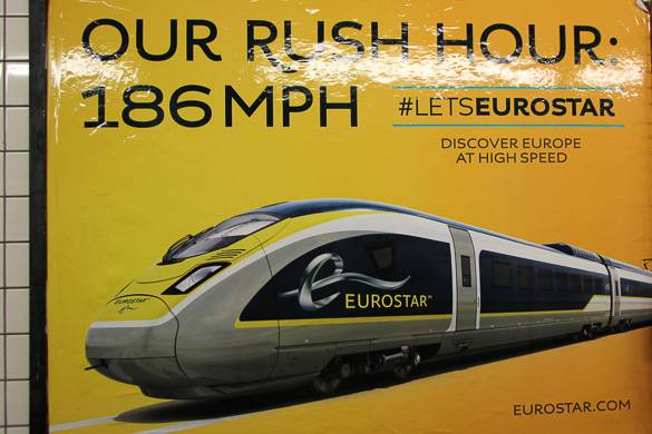 Foto di una pubblicità dell'Eurostar nella metropolitana di New York