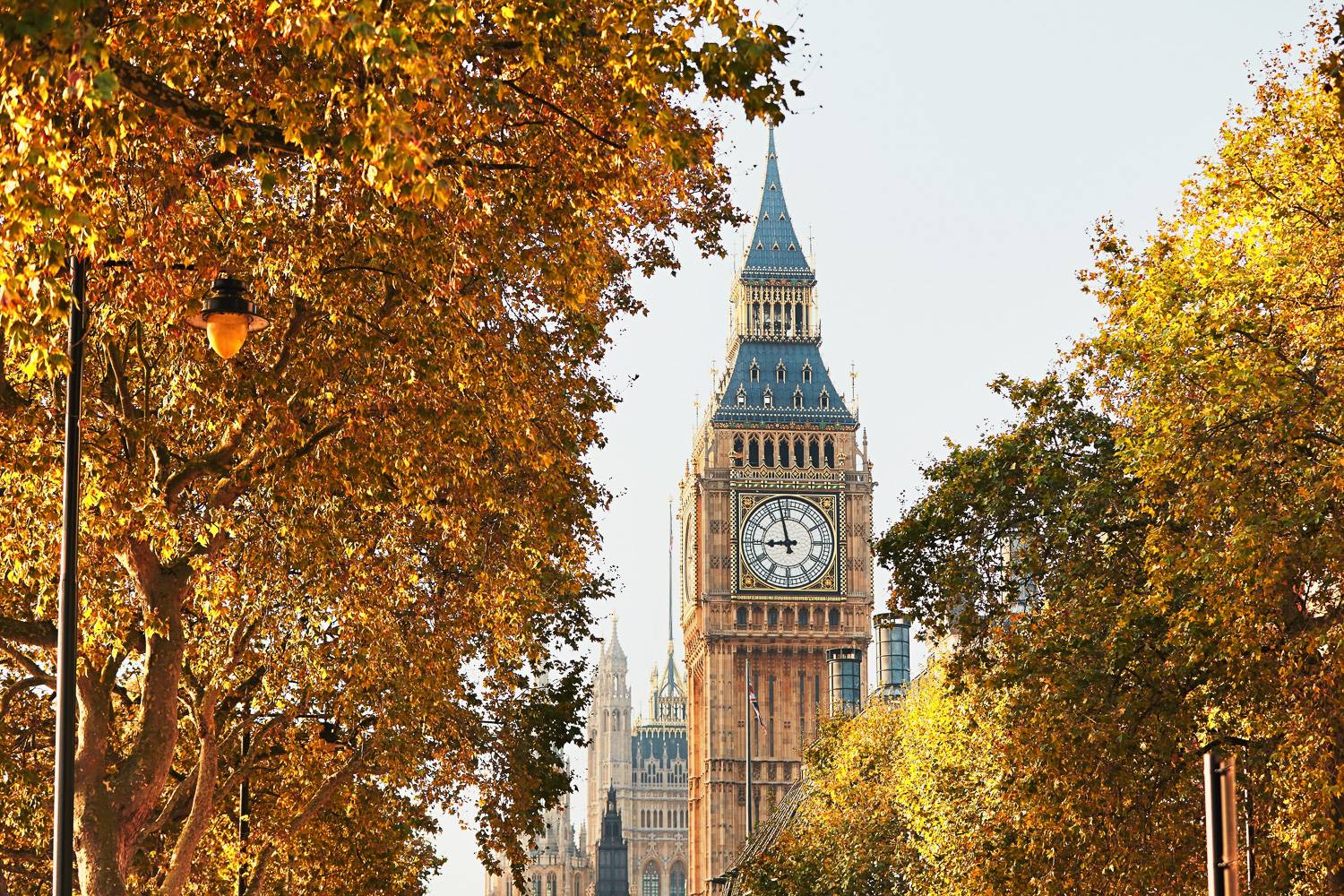 Immagine della famosa torre dell’orologio, il Big Ben, a nord del Palazzo di Westminster.