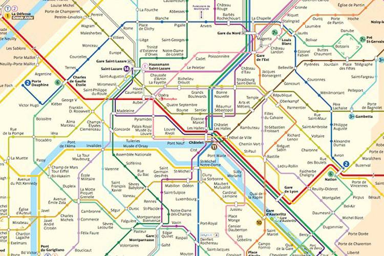 Dettaglio di una mappa della Métro di Parigi.