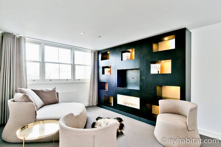 Immagine del salotto della casa vacanze LN-1297 di Paddington, Londra con il suo lussuoso mobilio.