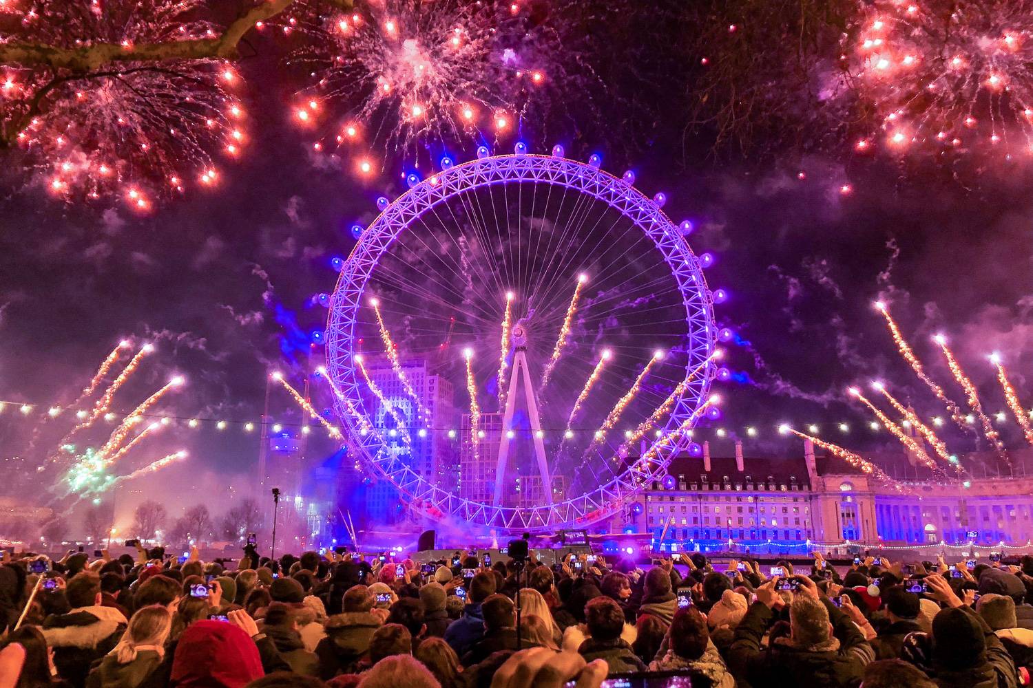 Immagine dello spettacolo di fuochi d’artificio al London Eye