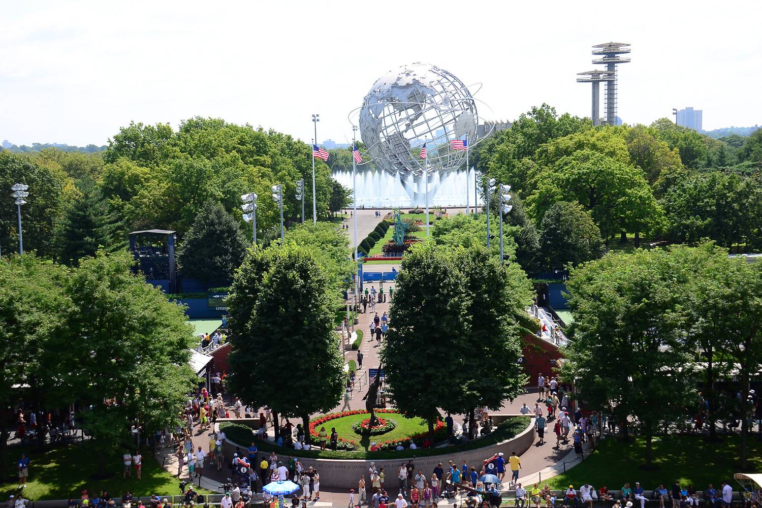 Immagine dei terreni di Flushing Meadows - Corona Park, dell’US Open e dell’Unisphere sullo sfondo.