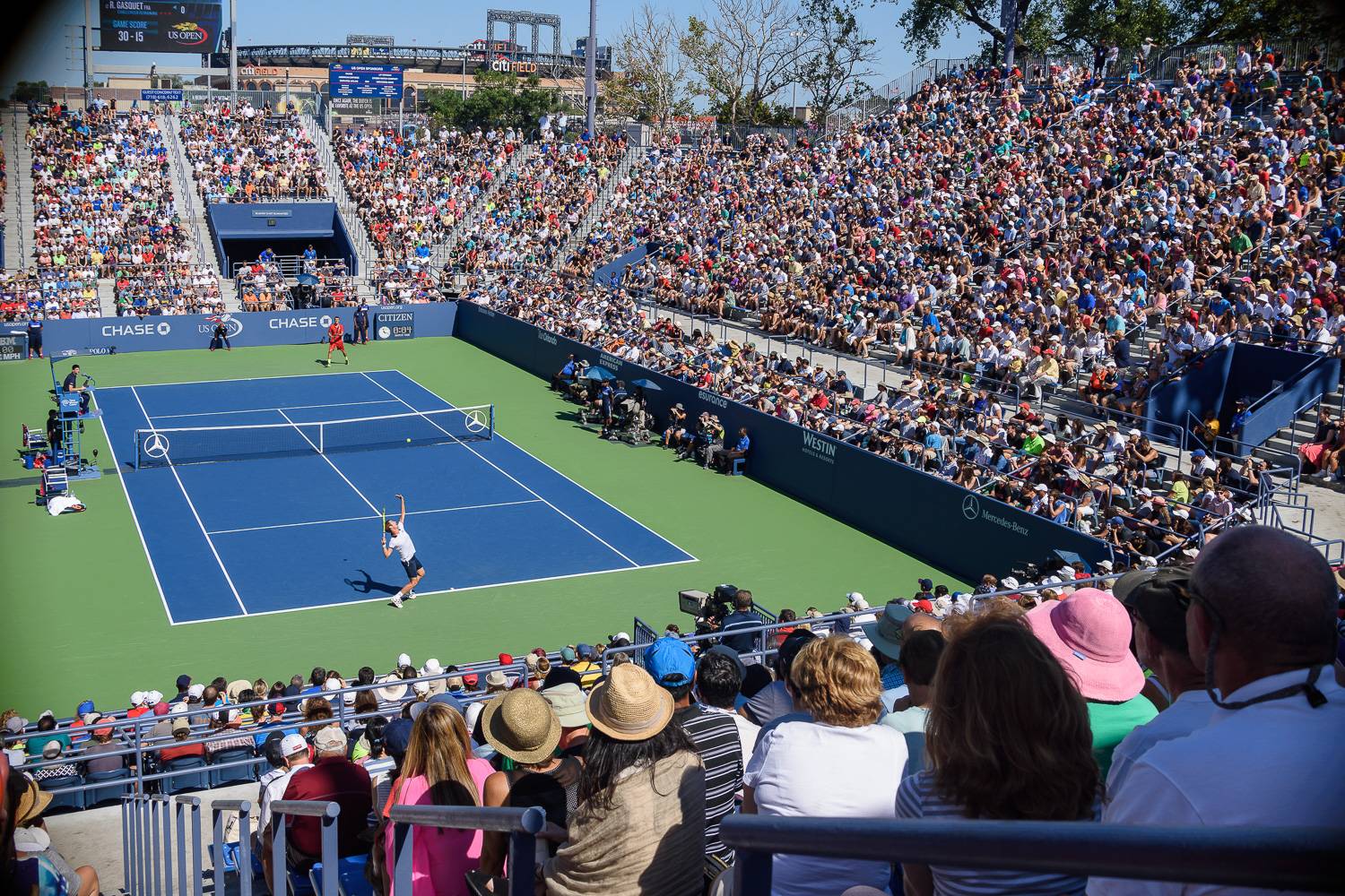 Immagine di una partita di tennis durante l’US Open.